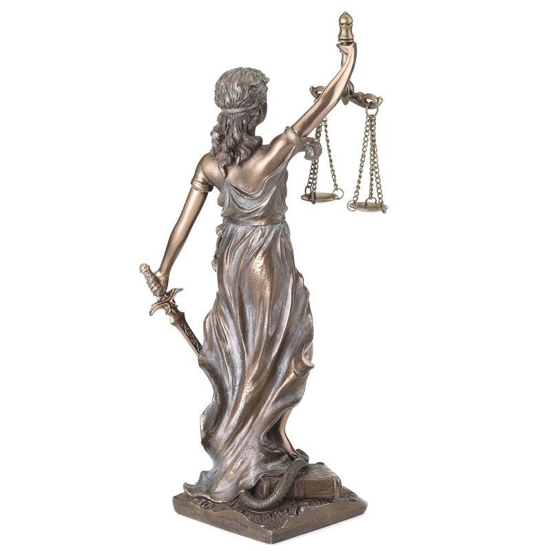 UNICORN STUDIO 8 1/8 Inch Lady Justice Holding Scale and Sword Cold Cast Resin Bronze Finish Statue Home Decor Gift - Image 2